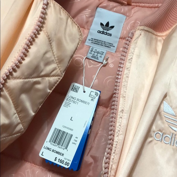 PEACH ADIDAS LARGE BOMBER JACKET - Picture 7 of 8